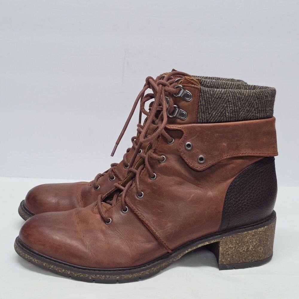 Aetrex Aubrey Burgundy Brick Leather Combat Boots Women's US Size 10.5 CB108W